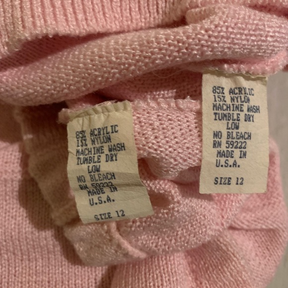 VTG Pink & White Size 12 Knit 🧶 Sweater Top & Full Knee Length 2pc Skit Set - Picture 10 of 13